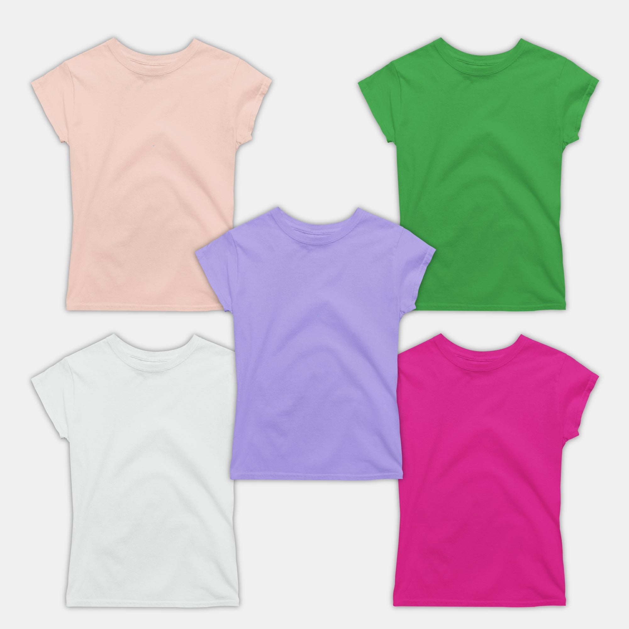 Girl Plain Ts - 5 Pc Pack