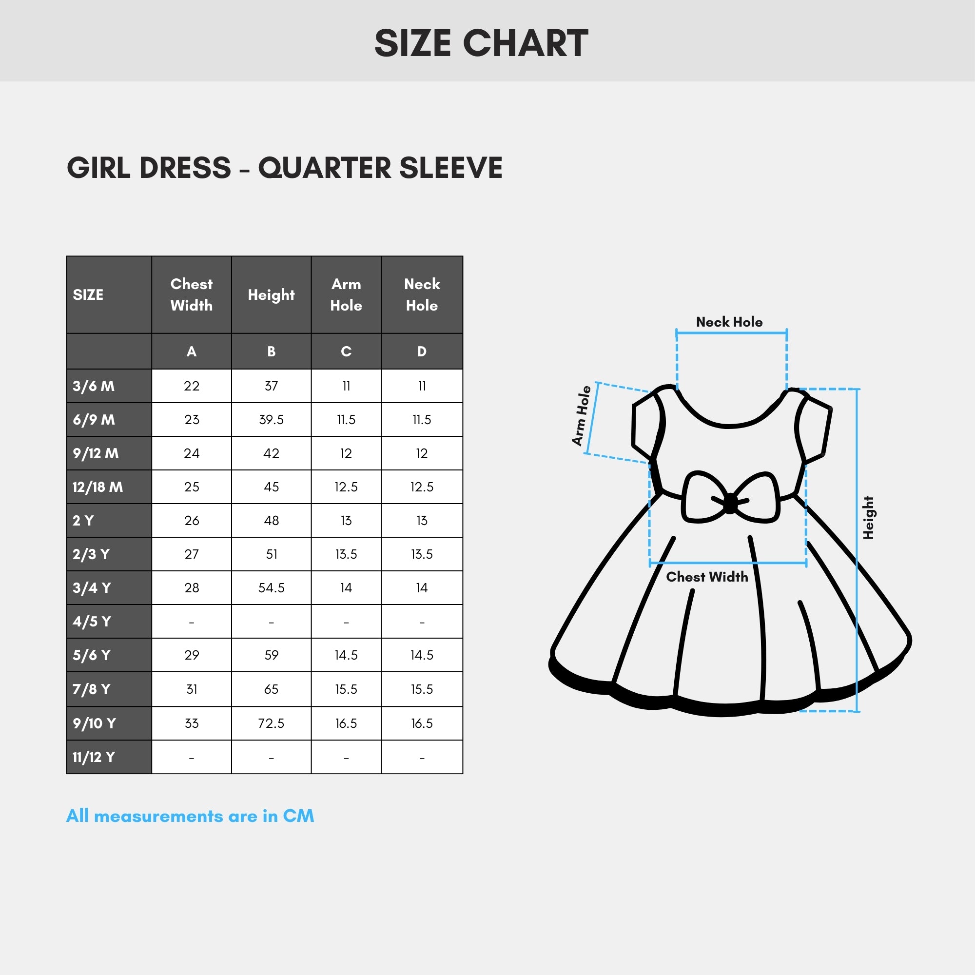 Girl Dress - Qtr Sleeve